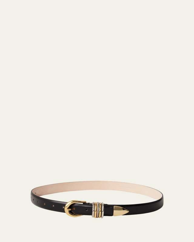 Hollyhock Embellished Leather Belt